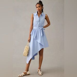Anthropologie Maeve Sky Blue Asymmetrical Dress